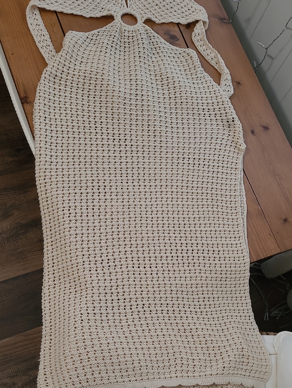 Light Tan Crochet Beach Cover Up - Picture 2 of 6